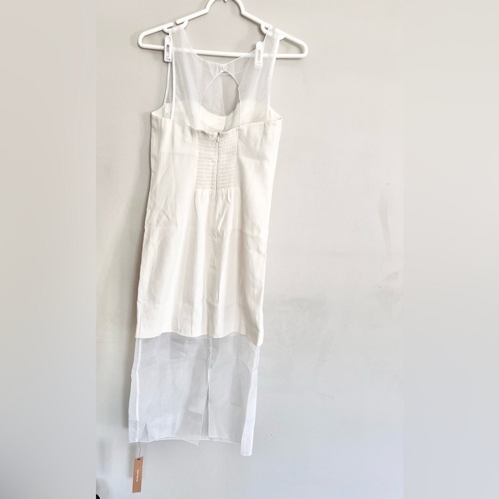 NWT Reformation Eydie Crepe Sheer Panel White Midi Dress Size 4 - Picture 6 of 11